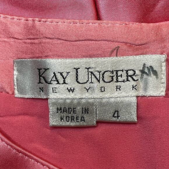 KAY UNGER FITTED PARTY COCKTAIL WEDDING GUEST BODYCON SATIN DRESS PINK 4 - Picture 8 of 9